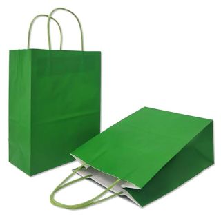 AZOWA Gift Bags Large Kraft Paper Bags With Handles(10.5 x 8 x 4.5 in, Green, 25 Pcs)