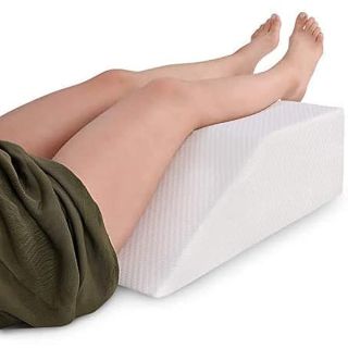 Abco Tech 8in Leg Elevation Pillow with Memory Foam Top - Elevating Leg Rest to Reduce Swelling, Back, Hip, and Knee Pain - Leg Support Pillow to Elevate Feet While Sleeping, Reading - Washable Cover