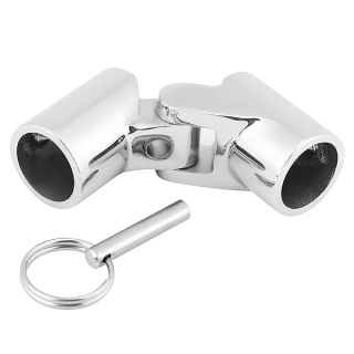 Acouto Boat Rail Stainless Steel Boat Railing Connector Fittings Folding Swivel Coupling Tube Pipe Connector Tube Hinge Tops for Boat Marine Yacht(25mm)