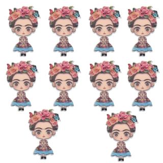 Acxico 10Pcs Kawaii Miniature Cartoon Girl Cabochons for DIY Crafts & Decorations