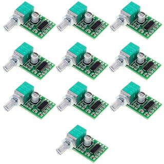 Acxico 10Pcs Mini PAM8403 DC 5V Power Audio Amplifier Board Digital Power Amp Module 2 Channel 3W+3W Volume Control with Potentiometer