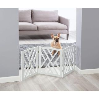 Adjustable 3-Section Wood Lattice Pet Gate for Indoor/Outdoor Use - Criss Cross Design