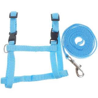 Adjustable Pet Rabbit Harness Nylon Bunny Harness Leash - Soft Rabbit Harness and Leash for Walking Running Jogging Outdoor - Bunny Accessories (Blue) Medium