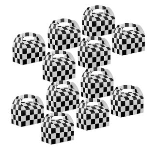 Adorox Set of 12 Checkered Racing Treat Boxes Race Car Theme Party Favors