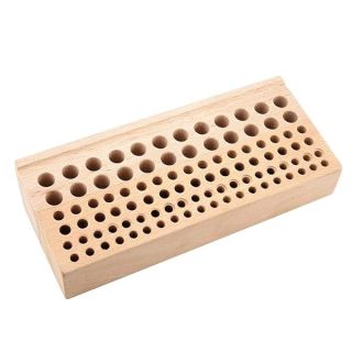 Akozon Leather Holder Tool Wooden Leather Punch Craft Tool Rack 98 Holes Leathercraft Stand Holder Organizer Painting Brushes Holder for Stitching Hole Punch Leather Working Making