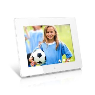 Aluratek 8 Inch WiFi Digital Photo Frame with Touchscreen IPS LCD Display and 8GB Built-in Memory,White