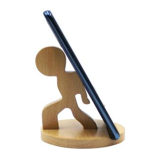 Amamcy Cute Boy Cell Phone Holder Stand Wooden Smartphone Desk Holder for Mobile Phones Animal Phone Stand Desk Ornament