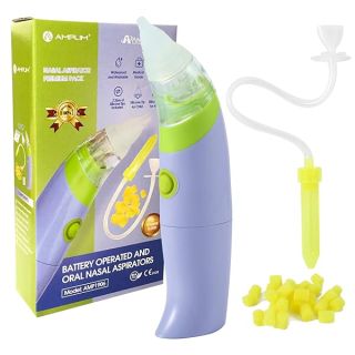 Amplim Baby Nasal Aspirator: Battery & Manual Options, 30 Hygiene Filters, FSA HSA Eligible - AMP1906 Blue