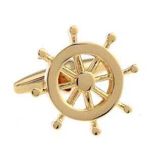 Anchor Rudder Fishing Navy Sailor Boat Sea Gold Silver Cufflinks (Gold Rudder)