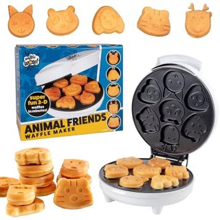 Animal Mini Waffle Maker- Make 7 Different Shaped Pancakes- Includes a Cat Dog Reindeer & More- Electric Nonstick Waffler Iron, Pan Cake Cooker Baker, Fun Holiday Xmas Breakfast- Gift for Kids, Adults