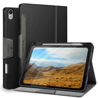 "Antbox Vegan Leather Case for 2024 iPad Air 11" - Auto Sleep/Wake, Multi-Stand, Pencil Holder - Fits 4th/5th/6th Gen (Black)"