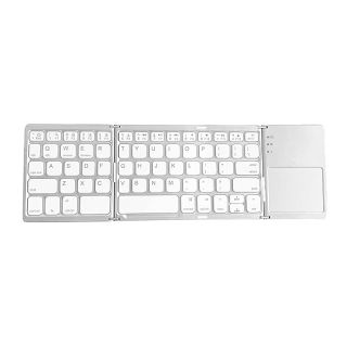 Ares Ultra Slim Pocket Foldable Bluetooth Wireless Keyboard with Touchpad (Silver)