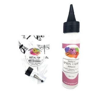 Art Glitter Glue Designer Dries Clear Adhesive 2 oz with Ultra Fine Metal Tip