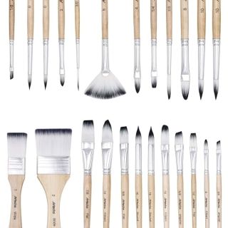 Artecho 24 PCS Paint Brushes Set for Acrylic, Oil, Watercolor & Gouache - Perfect for Canvas Painting