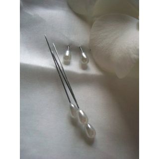 Atlantic Brand Premium White Pearl Pear Pins 2"