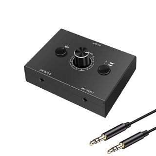 Audio selector 3.5mm Audio Switch Audio Switcher, Passive Speaker Headphone Manual Selector Splitter Box Audio Sharing (2-IN-1-OUT/1-IN-2-OUT)