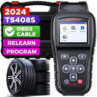 Autel MaxiTPMS TS408S, 2024 TPMS Relearn Tool Updated of TS401 TS408, OBD II Programming Scanner, OEM Sensor(315 433Mhz) Relearn, Activation, Reset, Read Clear DTCs, Smae as TS501 PRO TS508WIFI TS601