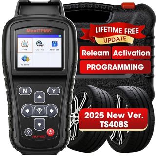 Autel MaxiTPMS TS408S Relearn Tool: 2024 OBD Programmming Scanner, Trigger 99% OEM, Universal 315, 433 Sensor, TPMS Reset, Diagnose, Read, Clear TPMS DTCs, Upgraded of Autel TS408, 401, Work as TS501