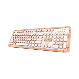Azio Retro Classic USB Keyboard: Vintage Leather Backlit Mechanical for PC/Mac - MK-RETRO-L-02-US