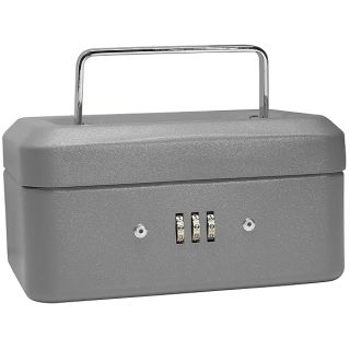 BARSKA 6 Inch Cash Box with Combination Lock Gray