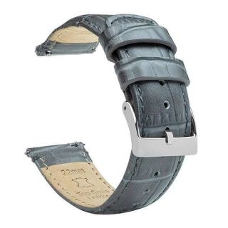 BARTON WATCH BANDS, 15mm Smoke Grey - Alligator Grain - Quick Release Leather Watch Bands