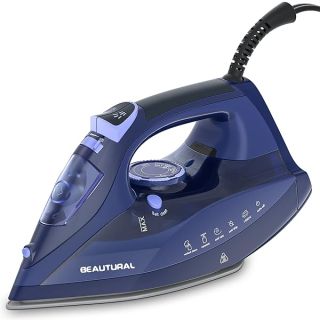 BEAUTURAL Steam Iron for Clothes with Precision Thermostat Dial, Ceramic Coated Soleplate, 3-Way Auto-Off, Self-Cleaning, Anti-Calcium, Anti-Drip Blue