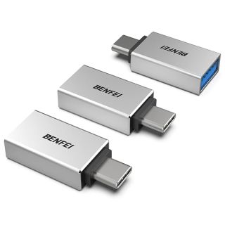 BENFEI USB C to USB 3.0 Adapter, 3 Pack USBC to USB Adapter, Compatible with MacBook 2018 2017 2016, Samsung Galaxy Note 8, Galaxy S8 S8+S9, Google Pixel, Nexus, Silver