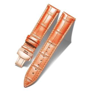 BINLUN Leather Watch Strap Quick Release Strap with Rose Gold Butterfly Deployment Buckle 12mm 13mm 14mm 16mm 17mm 18mm 19mm 20mm 21mm 22mm 23mm 24mm Watch Band for Men Women (Orange,18mm)