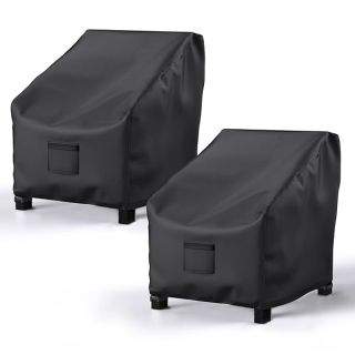 "Heavy Duty Waterproof Patio Chair Covers 2 Pack - 600D Oxford Cloth, Large Black Lounge Covers 38" W x 31" D x 29" H"