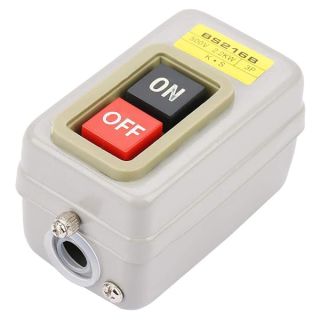 BS216B 110/220/380V Push Button Switch On/Off Start Stop Switch 3 Phase Self Lock Mechanical Equipment Switches Motor Start Stop Push Button for Electric Tools