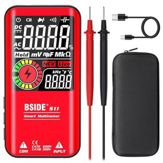 BSIDE Color LCD Digital Multimeter: 9999 Counts, Auto-Ranging, Rechargeable, Smart Mode, Voltage & Capacitance Tester