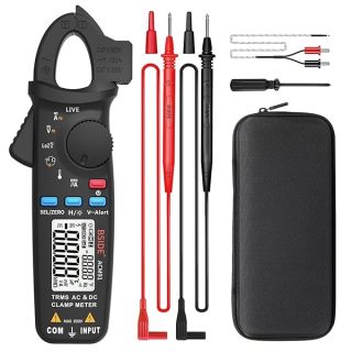 BSIDE DC Clamp Meter 1mA Current True RMS Auto-Ranging 6000 Counts Digital Multimeter Hz Temp Cap Ohm Live Check V-Alert Low Impedance Voltage Tester with Back Clip