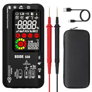 BSIDE Digital Multimeter Tester Infrared Thermometer Rechargeable Smart Voltmeter 10000 Counts Electrical Amp Tester Measures Capacitance Diode Current Resistance Continuity Frequency AC DC Voltage