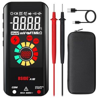 BSIDE Rechargeable Digital Multimeter Smart Electrical Tester 6000 Counts Auto Range Voltmeter Capacitance Diode Ohm Hz Duty Cycle Voltage Tester