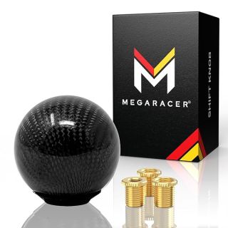 Ball Black Carbon Fiber Shift Knob | Buttonless Automatic & Manual Gear Shifter for 4, 5, & 6 Speed Cars