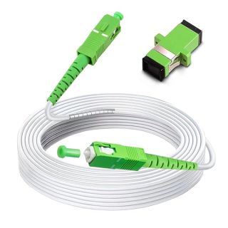 Bangun 30ft (10 Meters) SC/APC to SC/APC Fiber Optic Internet Cable, Armored Single Mode Patch Cable, Fiber Optic Jumper Optical Patch Cord - SIMPLEX - 9/125um - OS1/OS2 Compatible, LSZH White