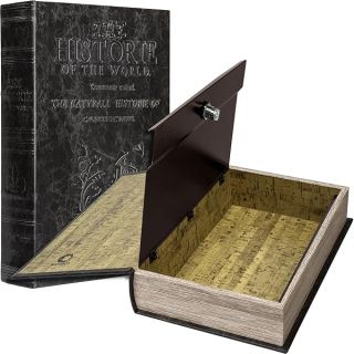 Barska Large Antique Book Lock Box with Key Lock , 8.75" x 2.75" x 13", black