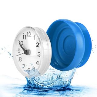 Bathroom Clock, Suction Cup Wall Clock Waterproof Bath Shower Clock for Kitchen Bathroom (Blue)