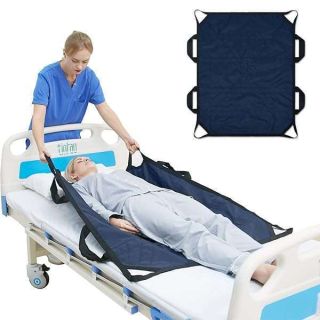 Bed Positioning Pad with Reinforced Handles, 45" X 36" Multipurpose Waterproof Transfer Sheet for Turning, Lifting & Sliding, Reusable Washable Patient Positioning Sheet for Bedridden, Caregiver, Dark