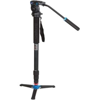 Benro A38TDS2 Monopod with 3-Leg Locking Base and S2 Head, 4 Leg Sections, Twist Lock Leg Release (Black)