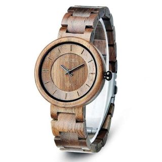 Bewell Men/Womens Wooden Watch,Natural Handmade Minimalist Adjustable Wood Quartz Wristwatch