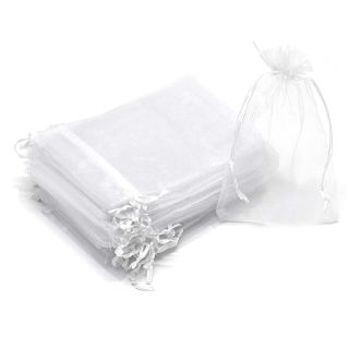 Bezall 100Pcs Organza Bags 4x6 Inches, White Wedding Favor Bags with Drawstring, Small Mesh Gift Bags Jewelry Christmas Candy Pouches