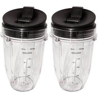 Blendin 18 Ounce Small Cup Jar with Sip N Seal Lids - Replacement Cup Compatible with Nutri Ninja Auto-iQ 1000w Series and Duo Blenders - Premium Blender Cups Replacement (2 Pack)