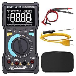 Bside True RMS Digital Multimeter 3-Line Display Manual & Auto Mode 8000 Counts Auto-Ranging DMM VFC Temperature Capacitance AC/DC Voltage Current Battery Tester with Analog Bargraph