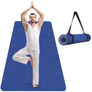 CAMBIVO Extra Wide Yoga Mat for Women and Men (72"x 32"x 1/4"), SGS Certified, Non-slip Large TPE Exercise Fitness Mat for Yoga, Pilates, Workout (6mm, Blue)