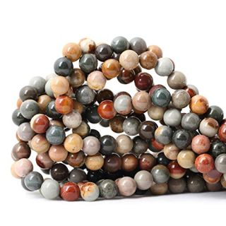 CHEAVIAN 45PCS 8mm Natural USA Picture Stone Gemstone Round Loose Beads for Jewelry Making DIY Findings 1 Strand 15"