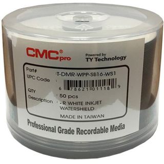 CMC Pro - Powered byTY Technology Watershield Glossy White Inkjet Hub 16X DVD-R - 50-Pack