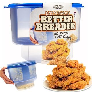 COOK'S CHOICE The Original Better Breader Bowl All-in-One Mess-Free Batter Breading Station for Home & On-the-Go- Pour Seasoning, Add Meat or Veggies & Shake for Perfect Coating- Durable & Reusable