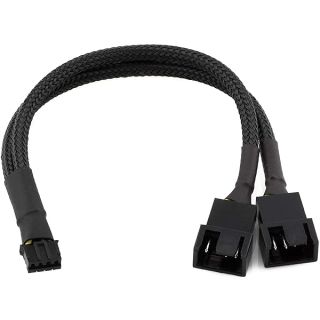 CRJ Micro 4-Pin GPU Dual Fan Adapter Cable - 6-inch (15cm), Black Sleeved - Micro PH (2.0mm) 4-Pin PWM Graphics Card Fan Adapter Cable for Connecting Two 3-Pin &amp; 4-Pin PC Fans