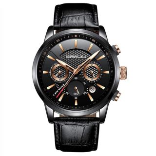 CRRJU Men Fashion Casual Black Leather Watches,Chronograph Business Waterproof Auto Date Analog Men&amp;#039;s Quartz Wrist Watches